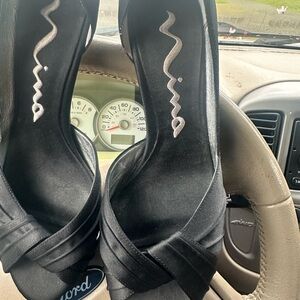 Nina Elegant Black Satin Heels